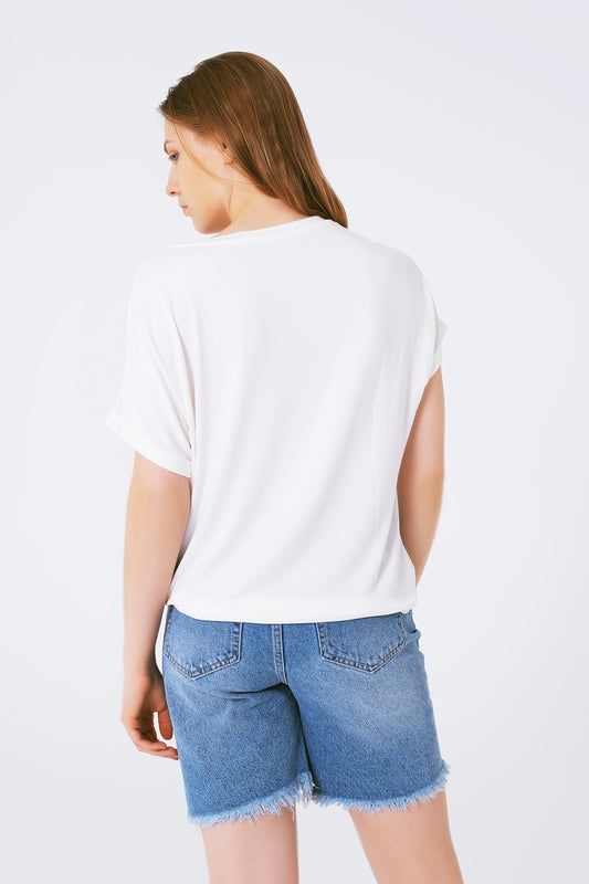 Boat neckline Relaxed fit T-shirt fluor good vibe logo - T-Shirts