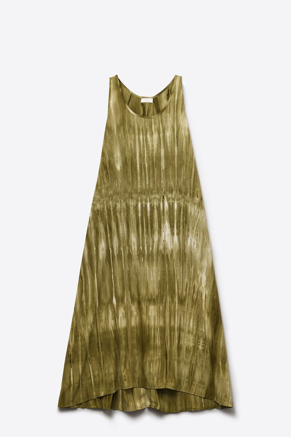 Boho Relaxed Dress in Kakhi Green Tie Dye in high quality fabric - Dresses