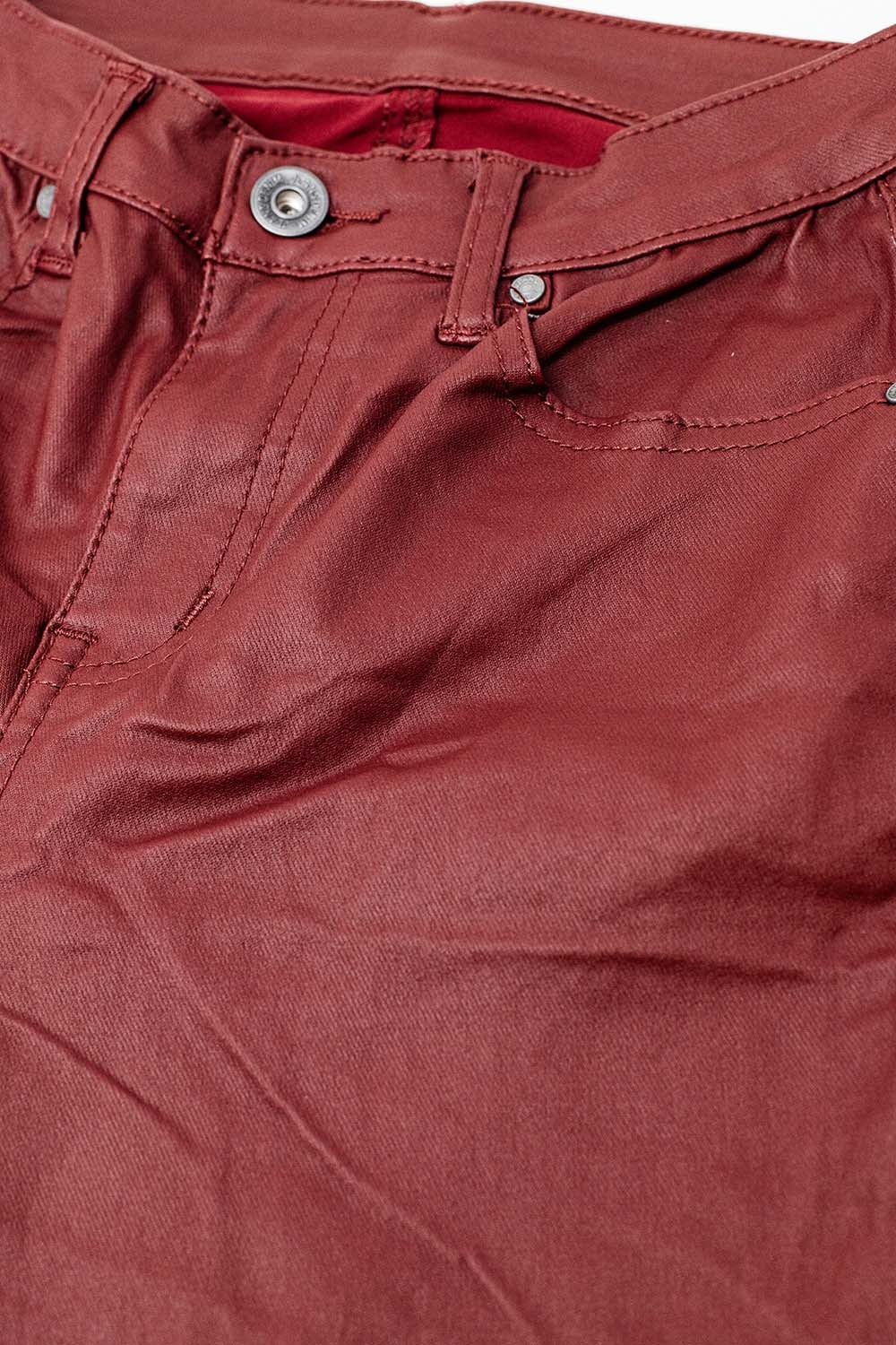 Bordeaux Faux Leather Super Skinny Pants - Trousers