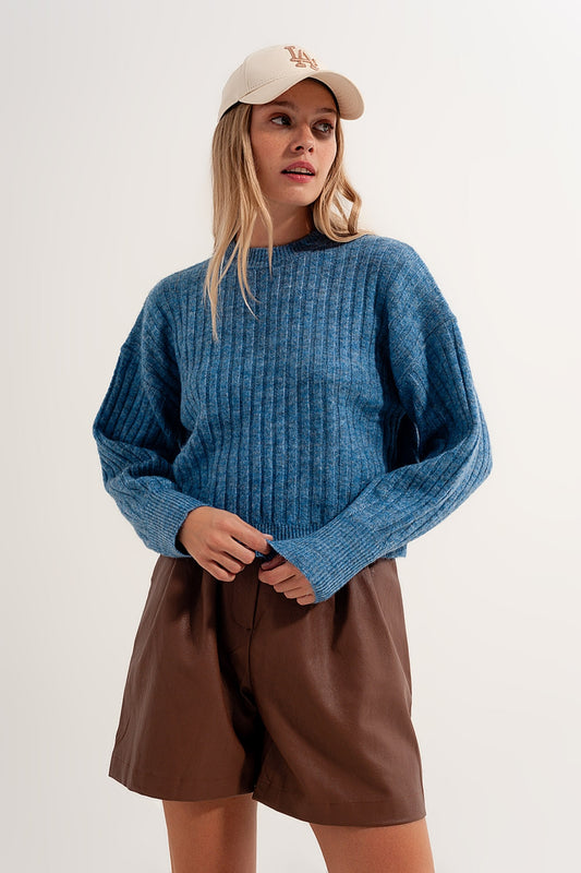 Boxy chunky stitch sweater in blue - Jumpers
