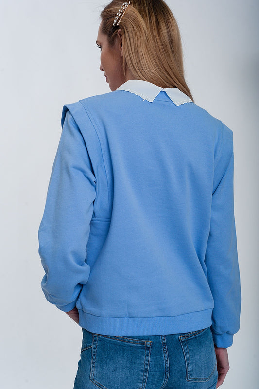 Boyfriend sweatshirt with shoulder details in blue - Sweaters