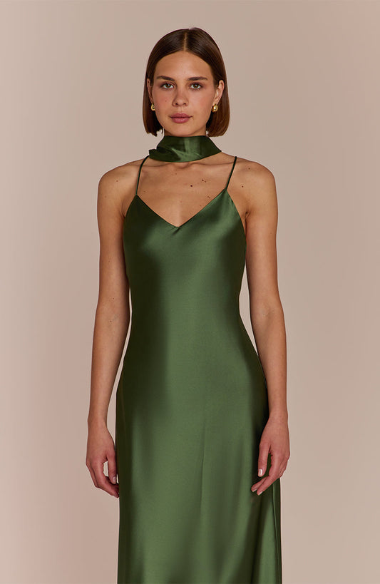 Brooklin Satin Green Evening Dress for Women - Dress