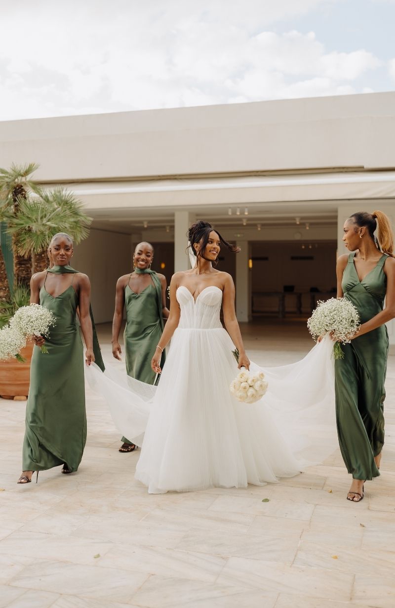 Brooklin Satin Green Evening Dress for Women - Dress
