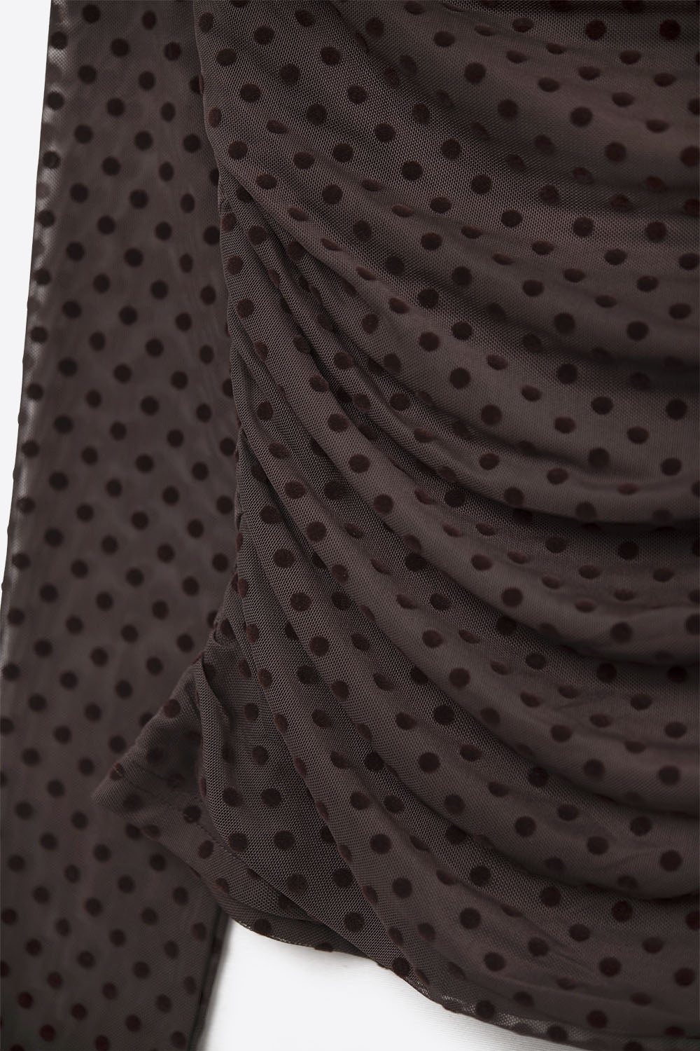 Brown Polka Dot Top in elastic sheer fabric - Tops