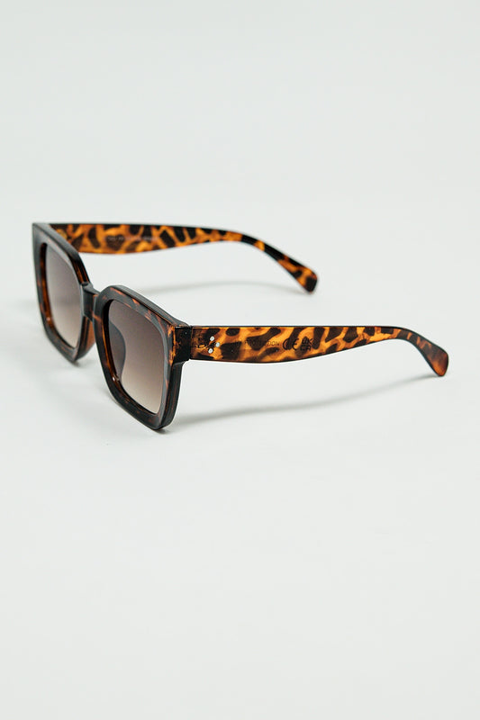Brown Square sunglasses with animal print - Sunglasses