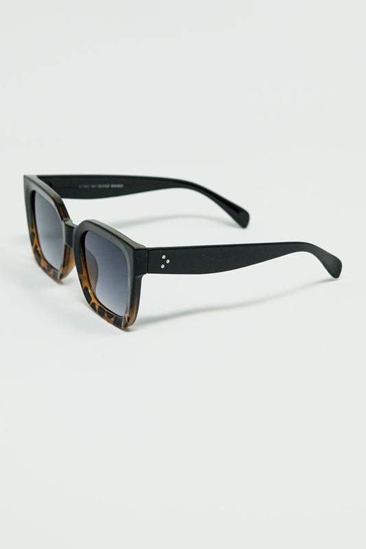 Brown Square sunglasses with gradient in animal print - Sunglasses