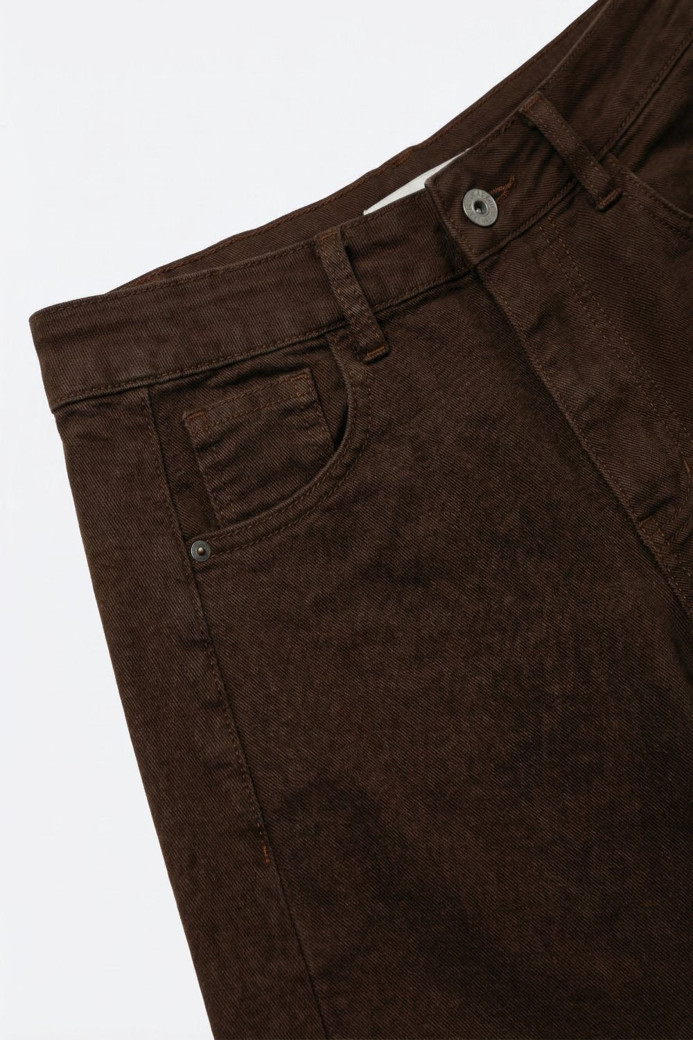 Brown Wide-Leg Barrel style Pants with Rolled Hems - Jeans