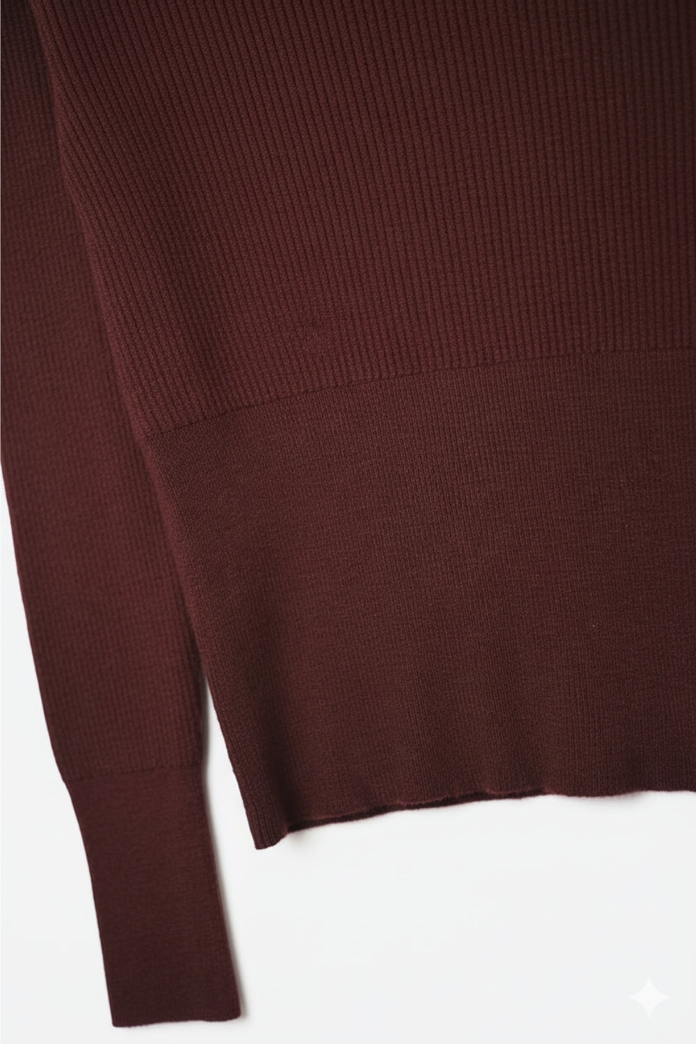 burgundy fine ribbed knit sweater with wide boat neck -