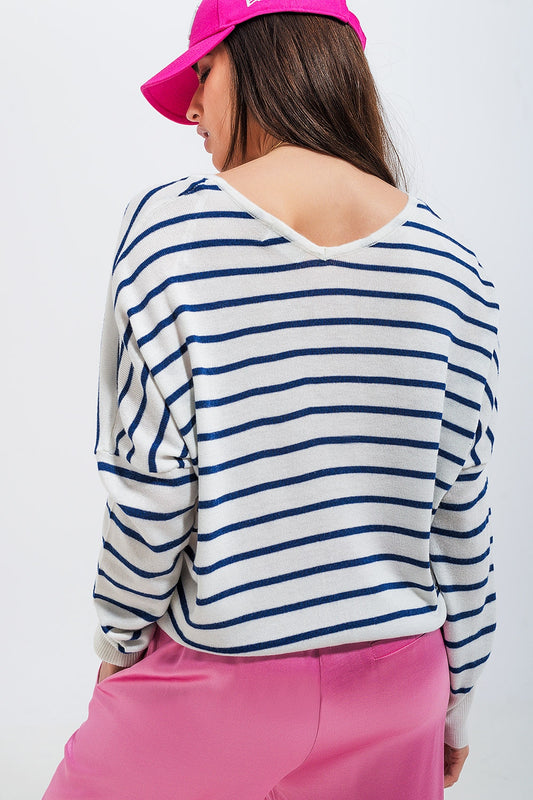 Button down cream cardigan top in stripe - Cardigans