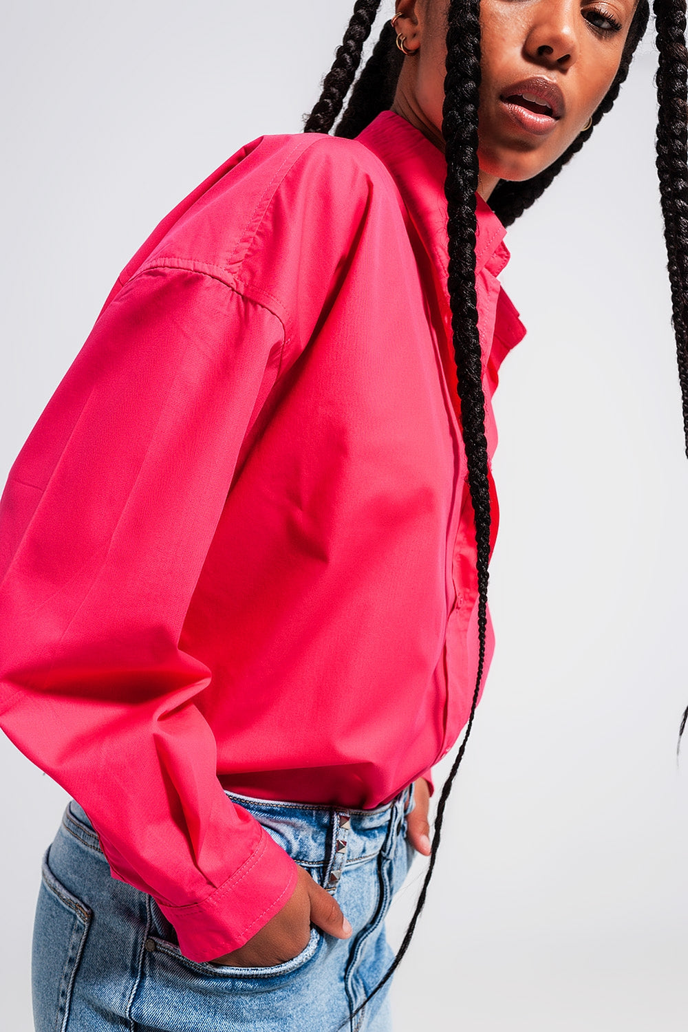 Button front shirt in Fuchsia - Shirts