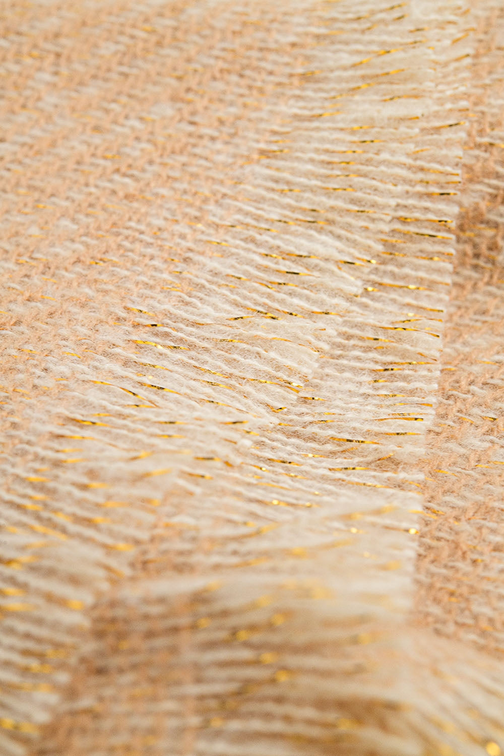 Camel-colored scarf with gold thread detail - Scarves