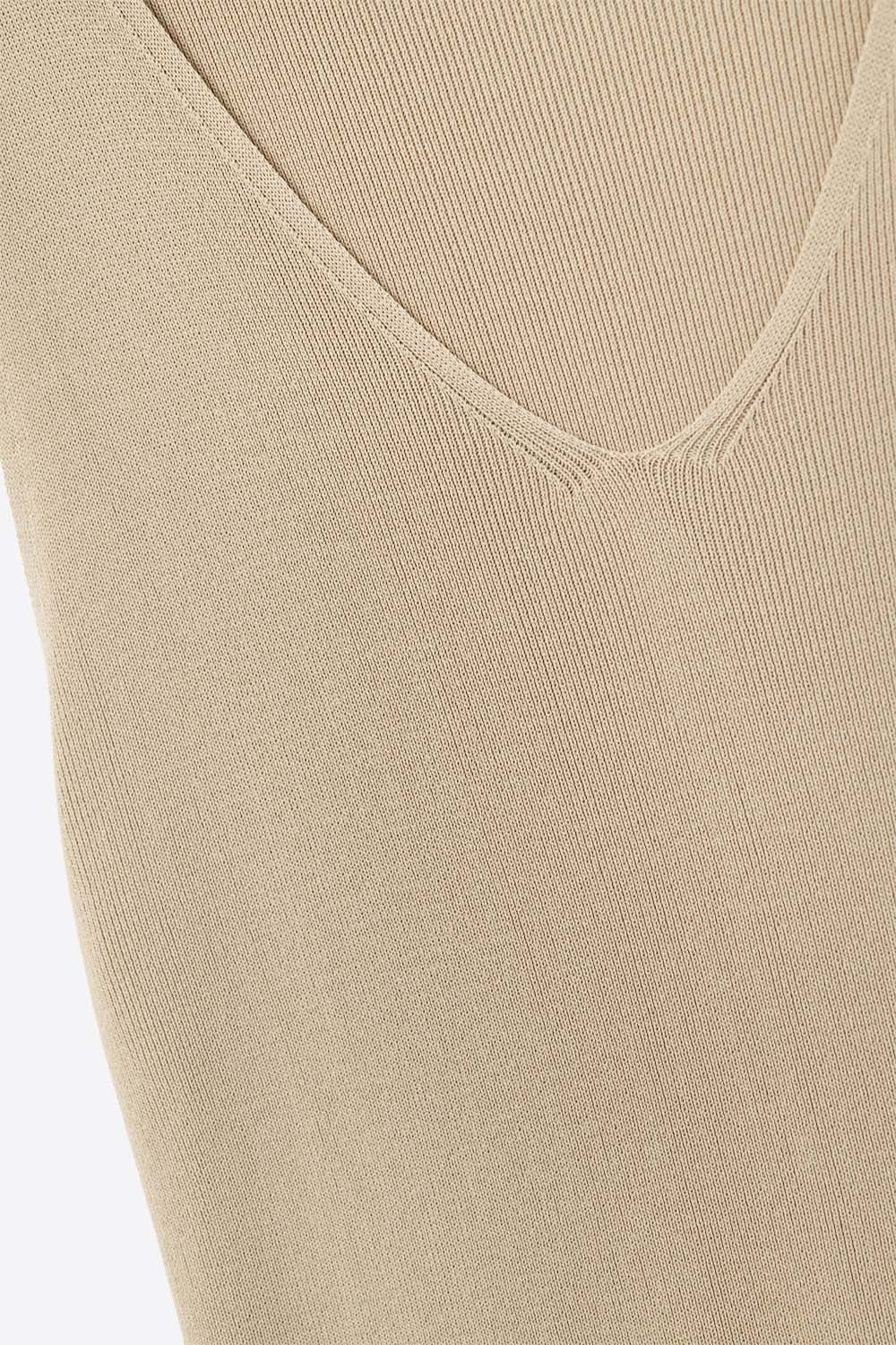 Camel sleeveless fine knitted top With V-Neck - Jumpers