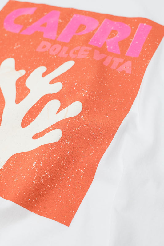 Capri La Dolce Vita White T-shirt With Graphic Print - T-Shirts