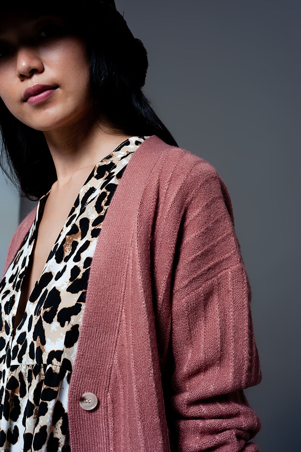 Cardigan with balloon sleeve in pink - Cardigans