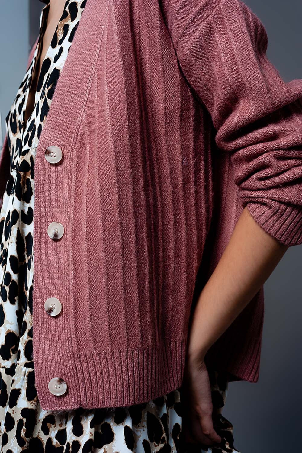 Cardigan with balloon sleeve in pink - Cardigans