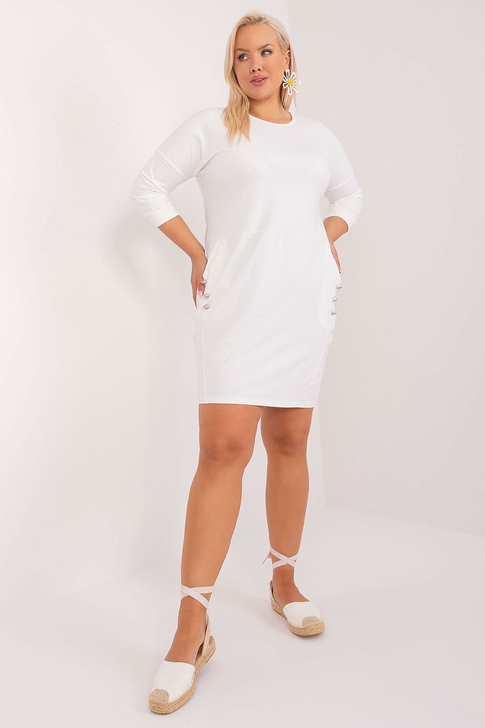 Relevance Casual Plus Size Long Sleeve Dress beige one-size-fits-all -