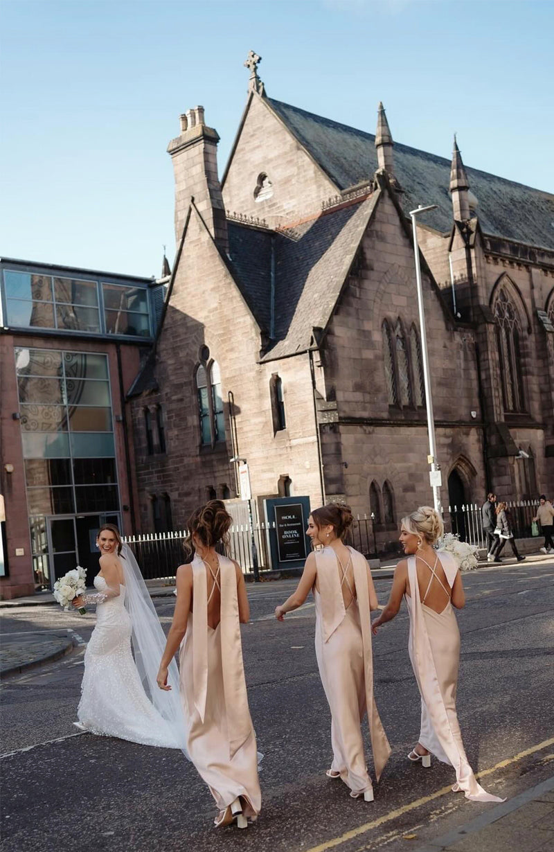 Brooklyn Dress in Champagne Satin - Dress