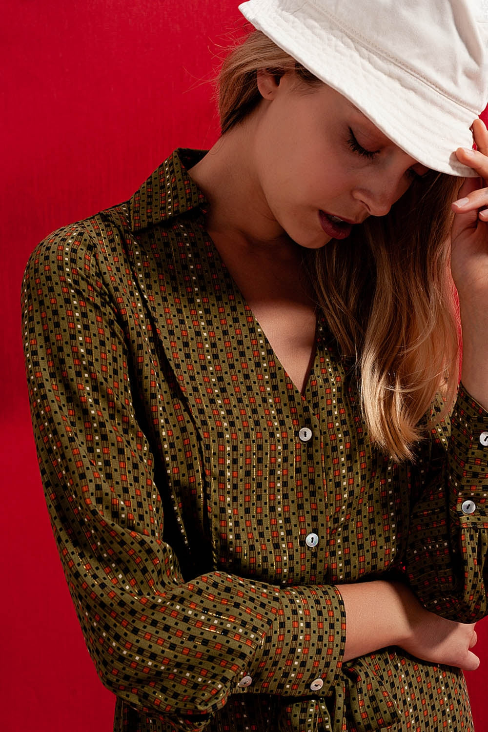 Check print shirt midaxi dress - Dresses