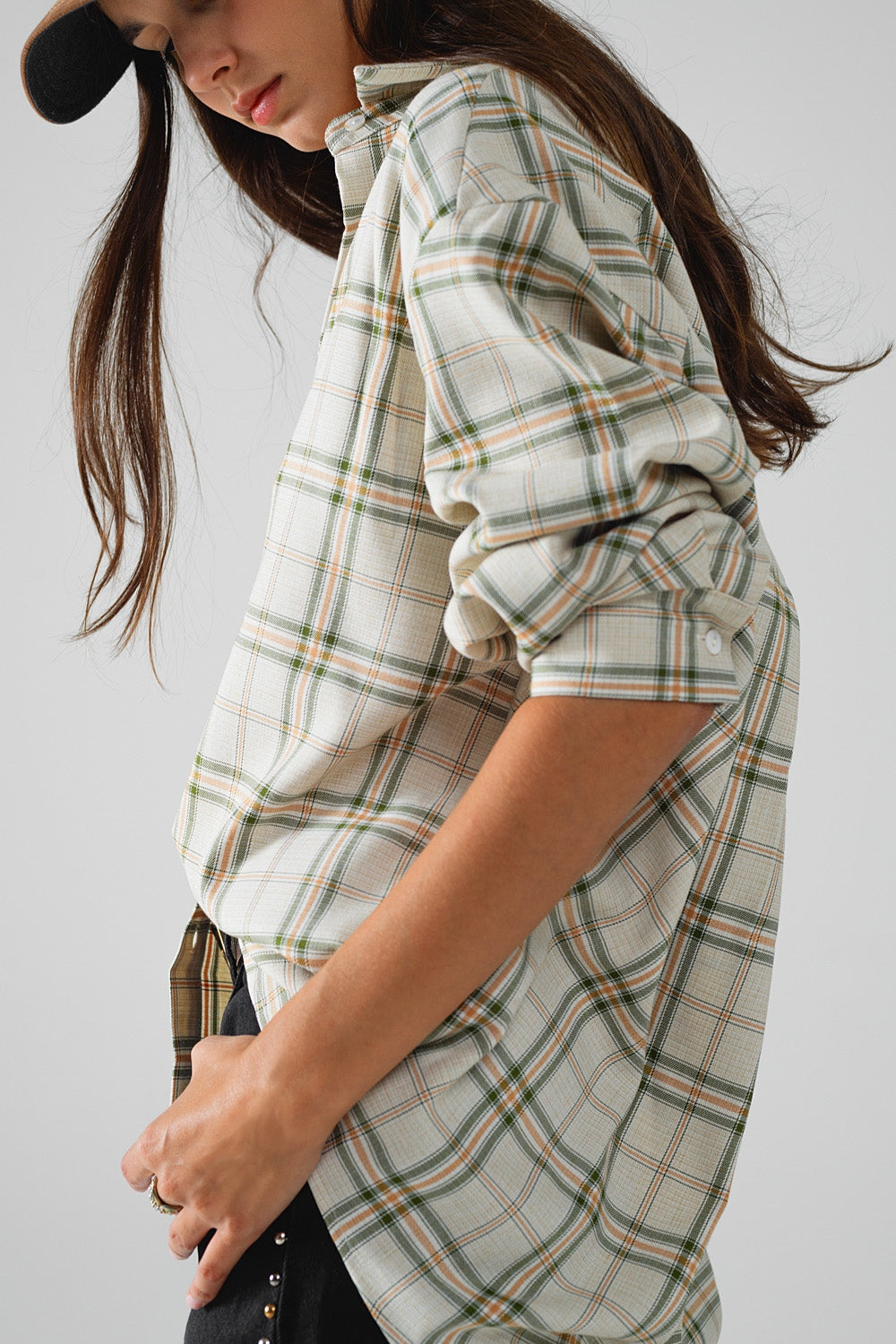 Checked Shirt With Back Opening In Beige - Shirts