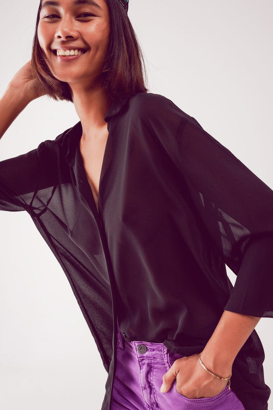 Chiffon shirt in black - Shirts