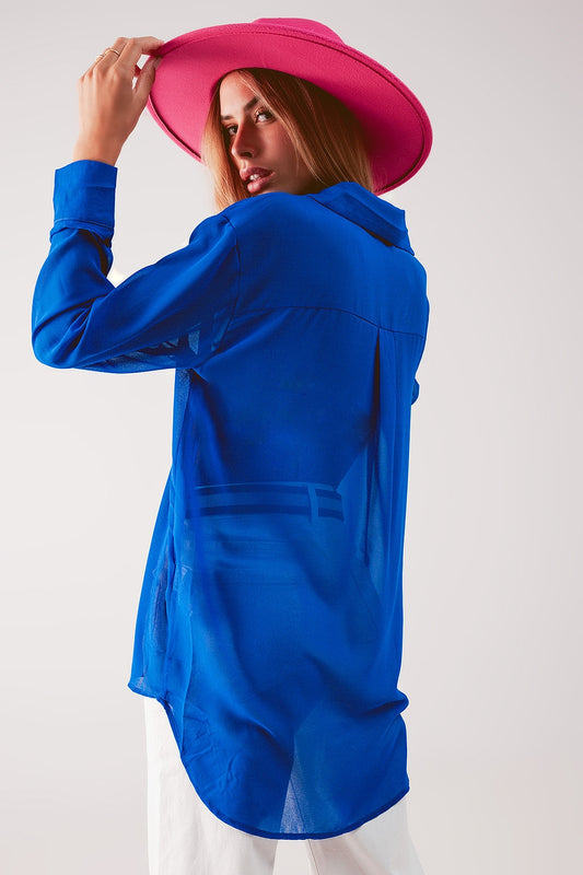 Chiffon shirt in blue - Shirts