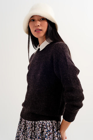 Chocolate crew neck jumper