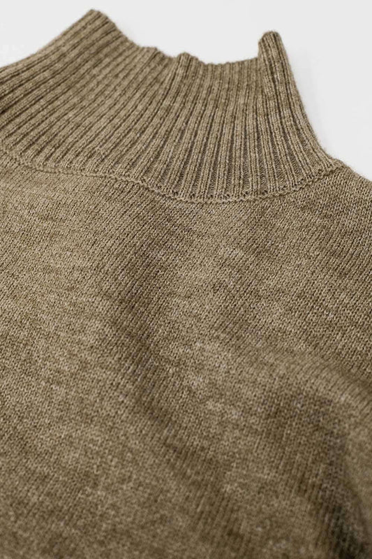 chunky knit sweater in beige with turtleneck - Jumpers