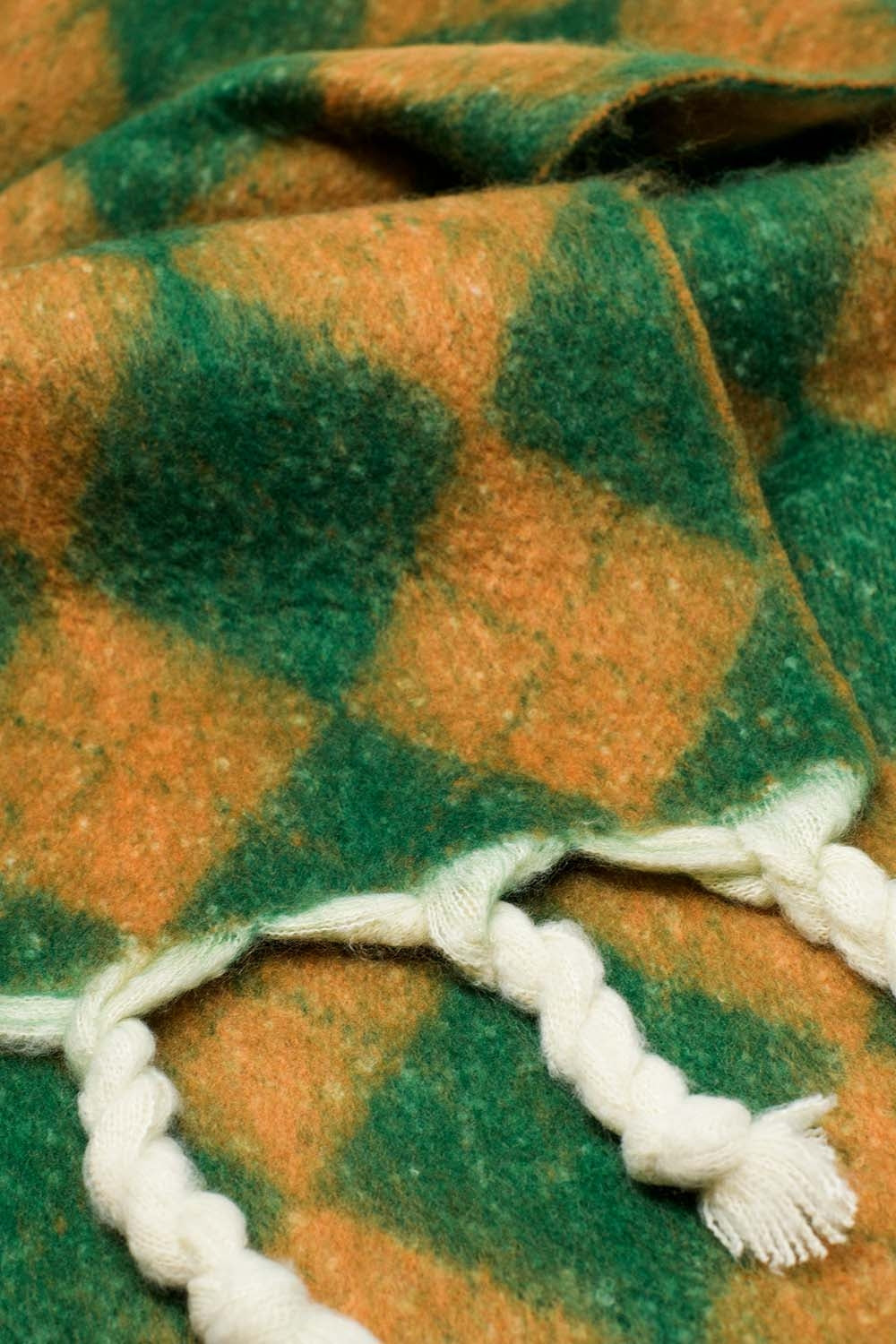 Chunky Scarf In Argyle Pattern in Green - Scarves
