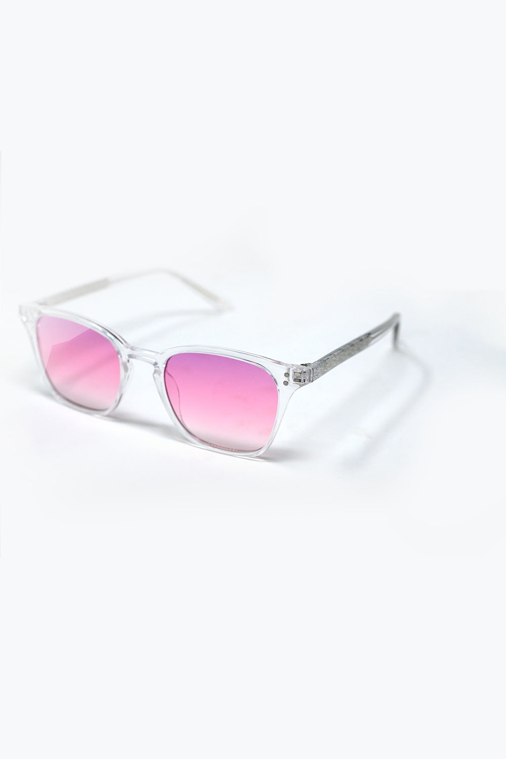 Clear Sunglasses with Pink Gradient Lenses -
