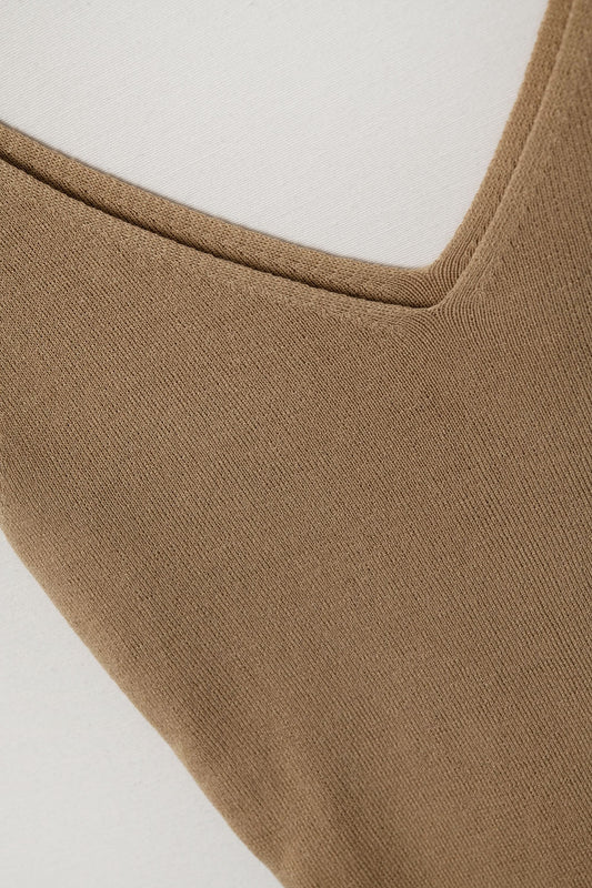 Comfy Ribbed knitted Tank Top in Camel - Jumpers