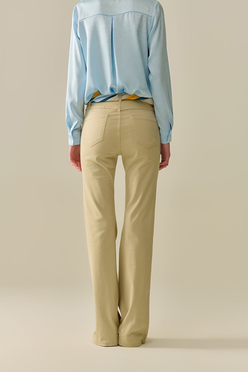 Comfy Stretcy Beige Flared Pants - Trousers