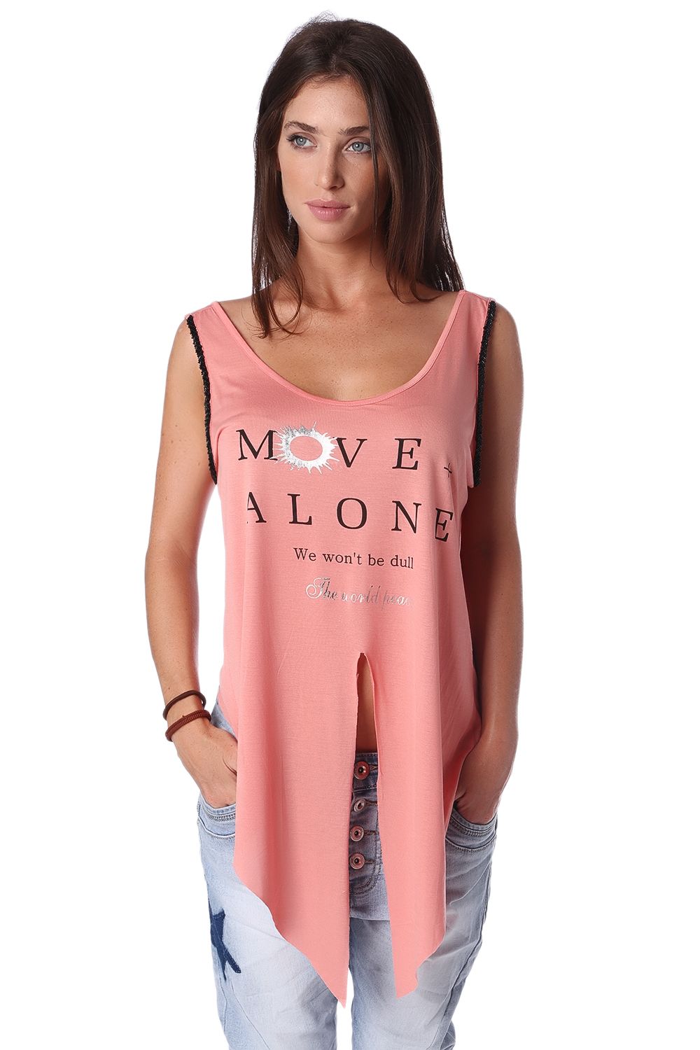 Coral logo tank top with center split - Tank Tops