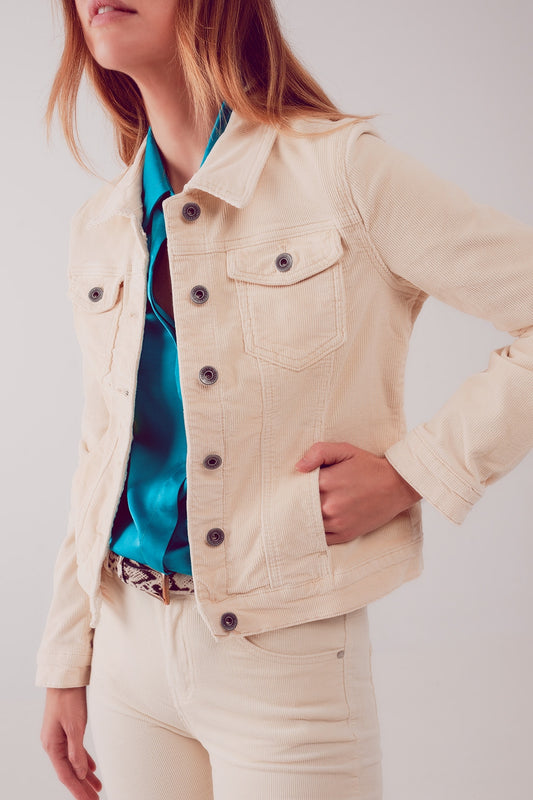 Cord jacket in beige - Jackets