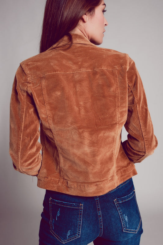 Cord jacket in camel - Jackets