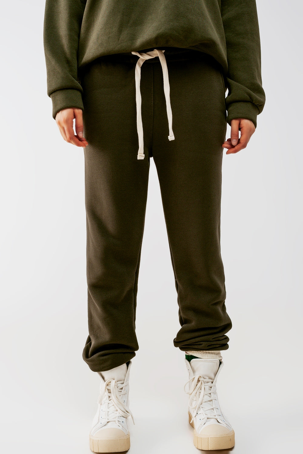 Cotton jogger in khaki - Trousers