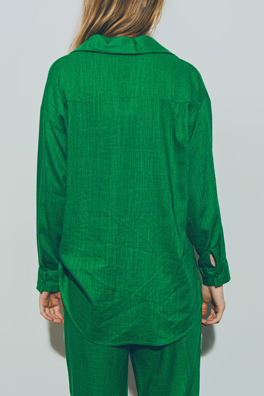 Cotton Loose Fit Shirt in green - Shirts