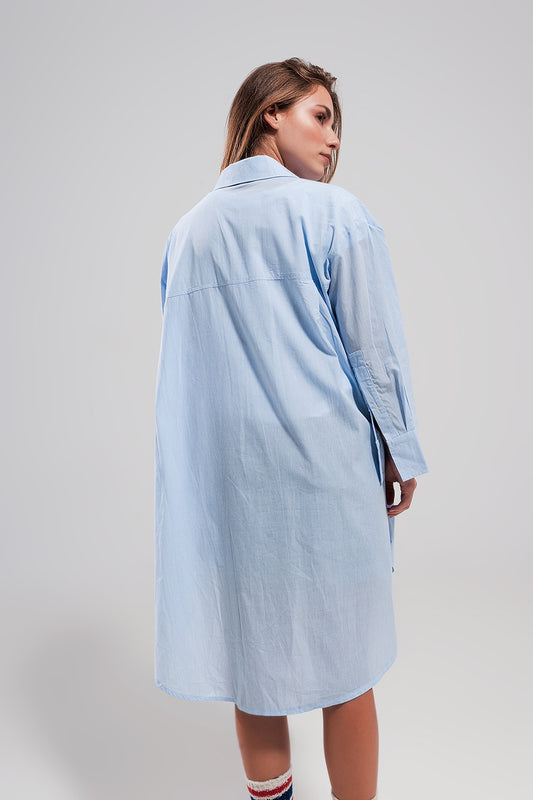 Cotton oversized shirt in light blue - Shirts