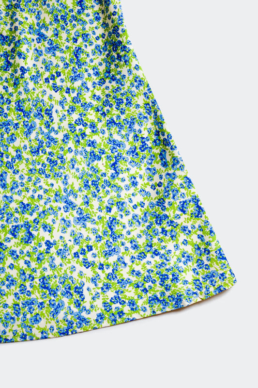 Cowl neck mini dress in green print - Dresses