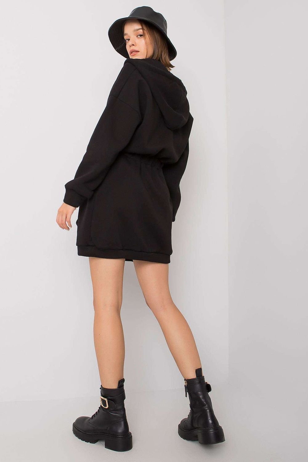 Cozy Hooded Sweatshirt Dress with Zipper and Kangaroo Pocket - Dresses