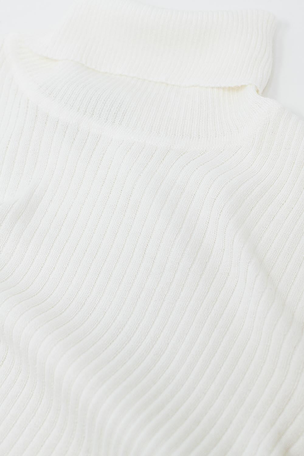 Cream basic ribbed sweater with high neck - Jumpers