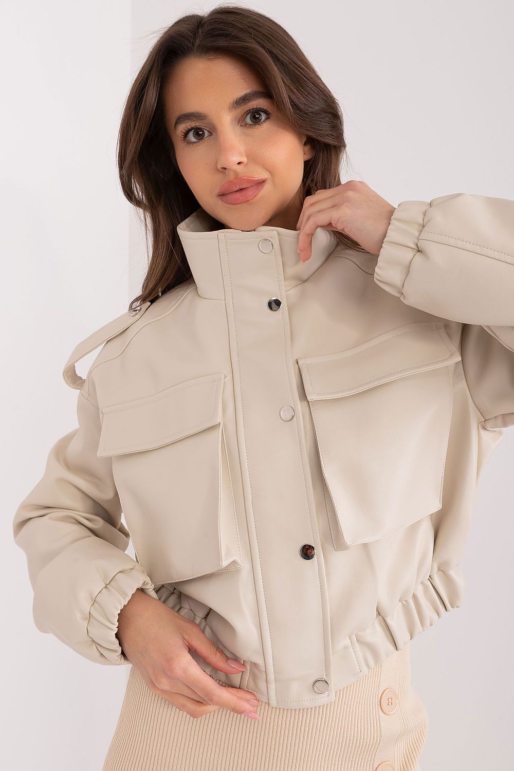 NM Cream Cropped Jacket for Women - Trendy Fashion - Coats & Jackets