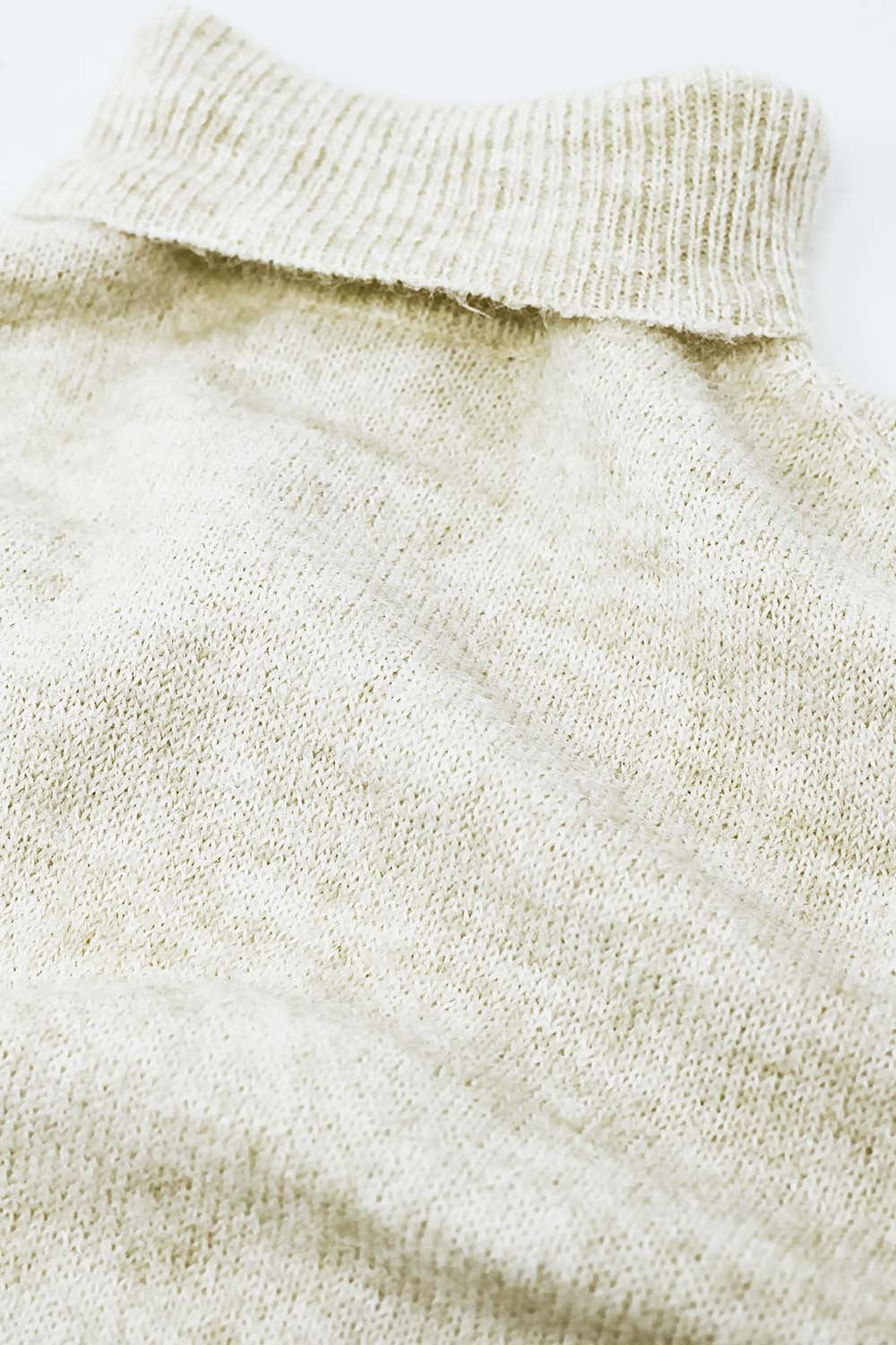 cream fluffy high neck relax fit sweater - Jumpers