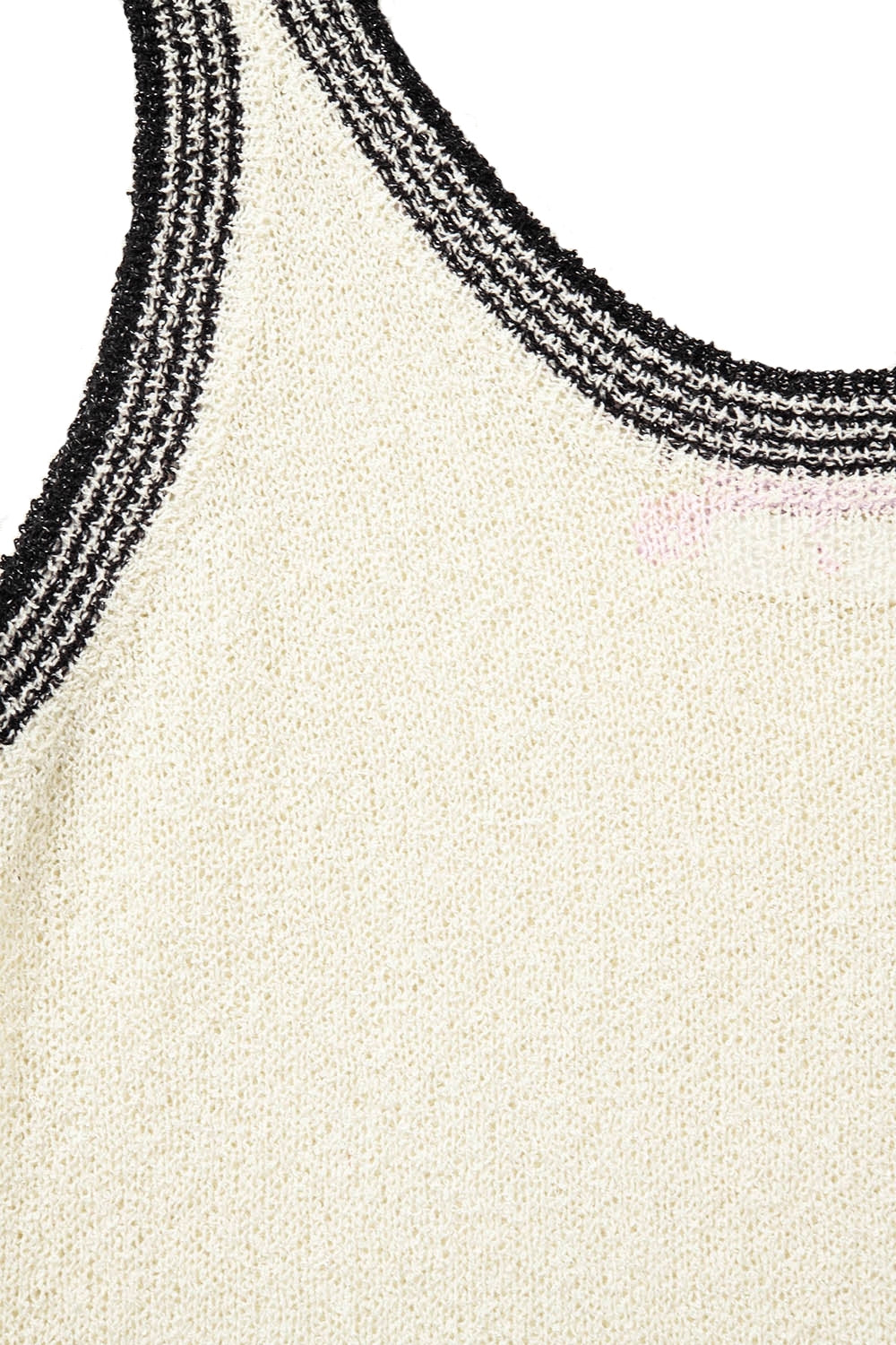 Cream Knit Tank Top with Black Trim - Tops