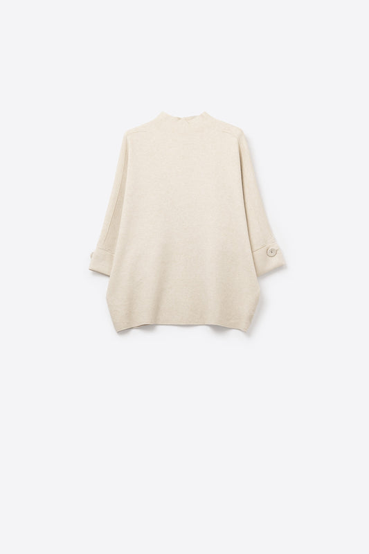 Cream Knitted Sweater with Button Details - Sweaters