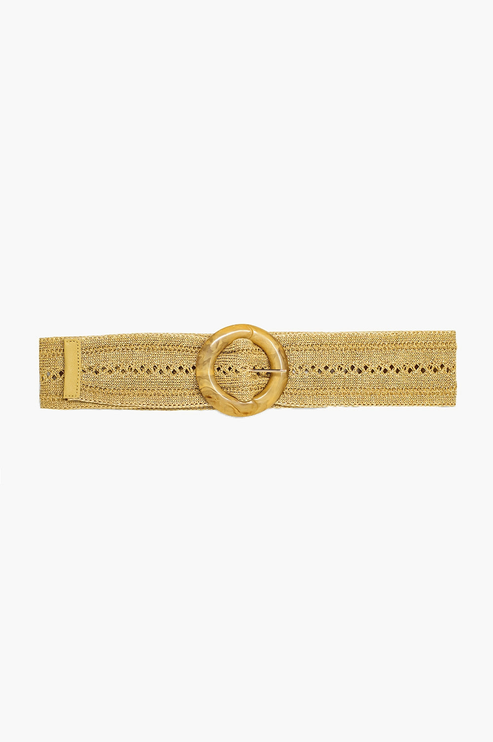 Creme woven belt with round buckle with marble effect - Belts