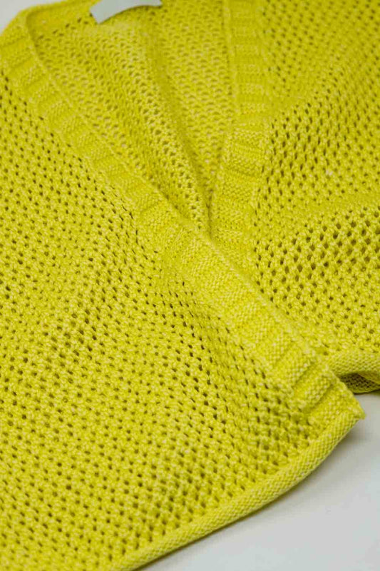 Crochet basic cropped cardigan in yellow - Cardigans