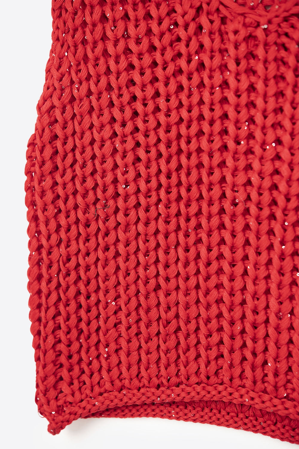 Crochet Cropped Vest in Red With sequins Thread - Sweaters