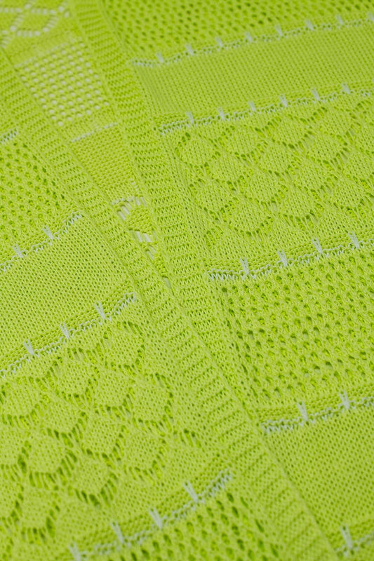 Crochet Maxi Cardigan In Lime With Long Sleeves - Cardigans