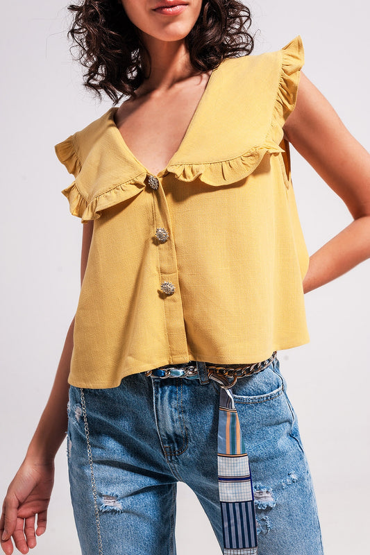 Crop top with bib collar - Crop Tops