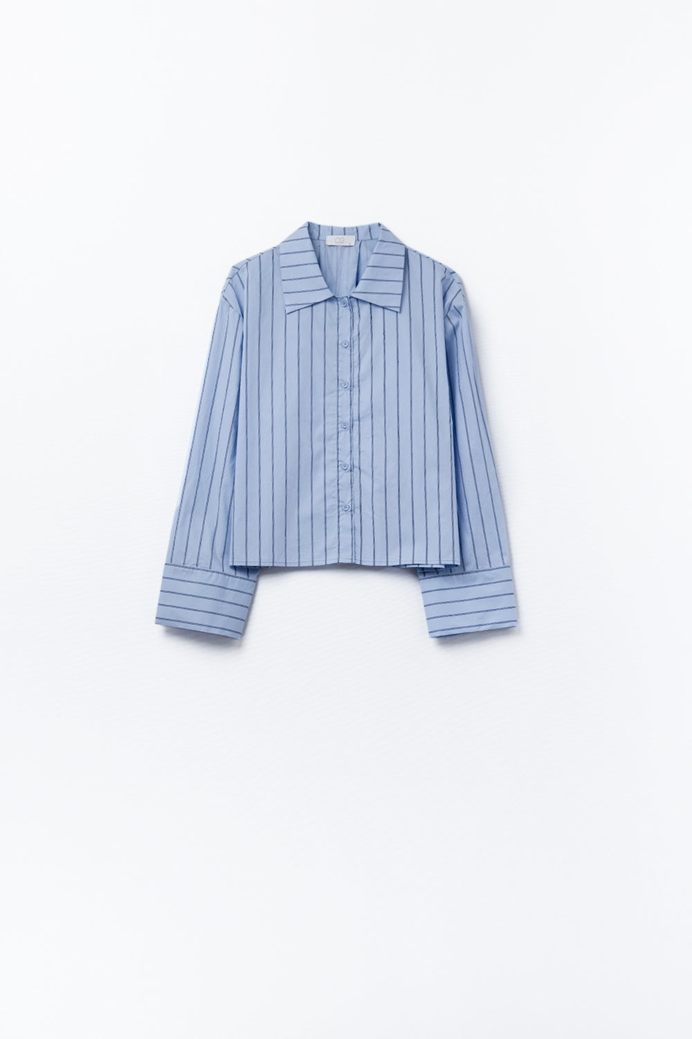 cropped blue striped poplin shirt - Shirts